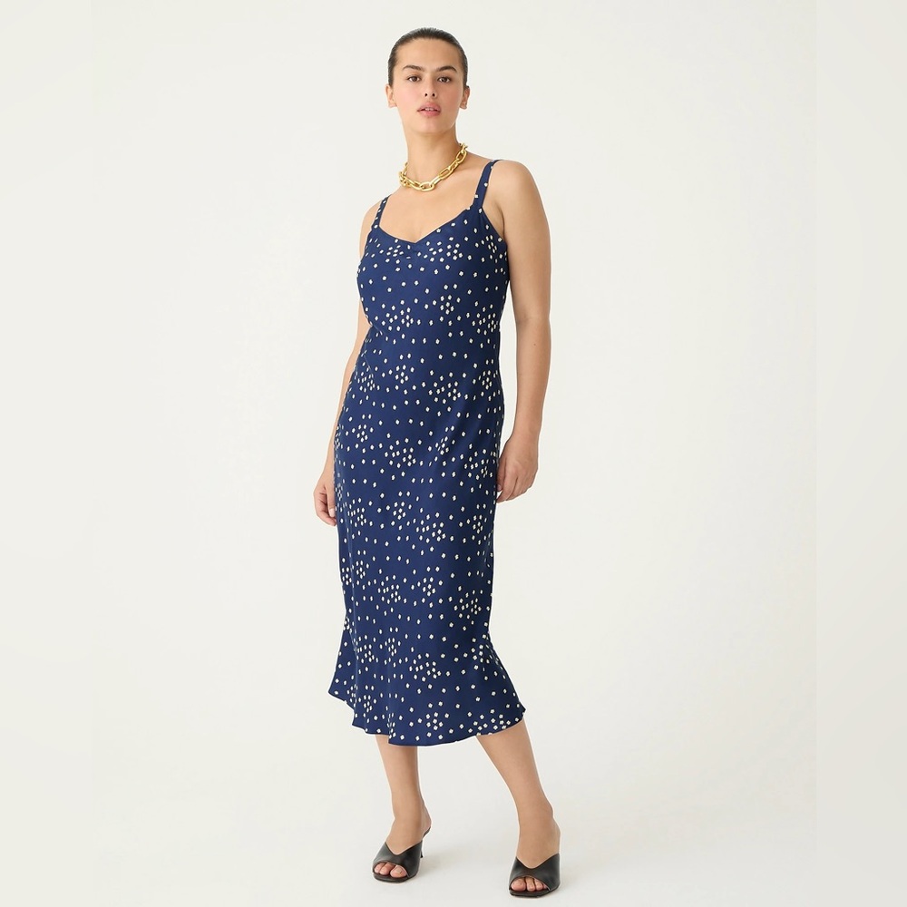 J.Crew Tall Gwyneth V neck cupro blend slip dress in tiny bloom BU120